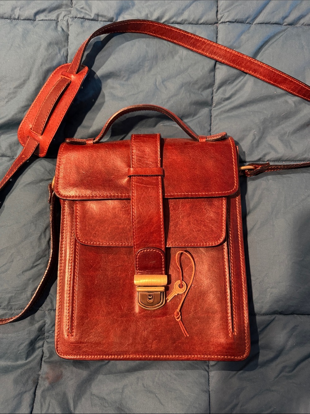 Italian Leather Crossbody Satchel Bag in Deep Brown - Shoulder Bag